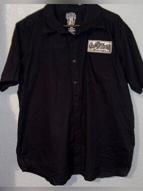 Gas Monkey Black Cotton Men’s Work Shirt 2XL Button Up Dallas Texas Garage